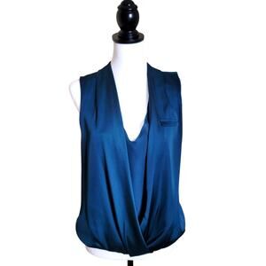 Sleeveless Blouse Top, Size Small, Business Casual, Aqua Blue